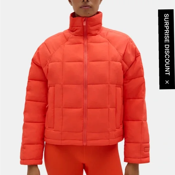 NWT HALFDAYS NELLI lE packable Quilted Orange Jacket - Medium - Picture 4 of 16